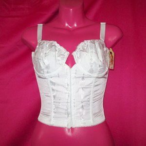white vintage corset eyelet bra new front closure opening size 36b